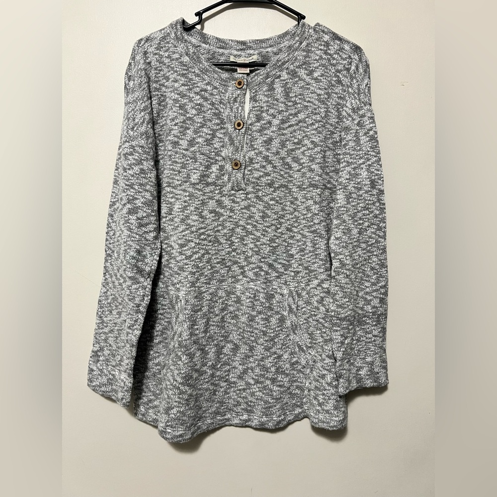 Carbon 2 Cobalt Cotton Knit Sweater Women’s M Heather Grey  Comfy Brown Buttons